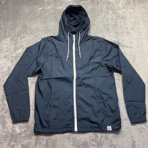 Grand Running Club Windbreaker Jacket Mens Small Navy Blue New Hooded Full Zip